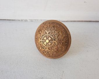 Antique Bronze Fancy Design Doorknob, Ornate Pattern Knob, Antique Brass Door Knob, Flower Design 101208