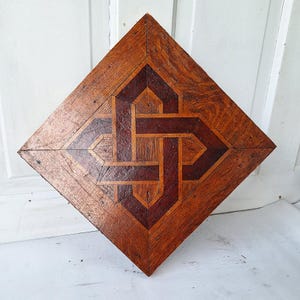 Inlaid Floor Section, Victorian Flooring, Wood Wall Art, Wood Mosaic, Reclaimed Floor, Architecture Salvage, Antique Salvage 111607