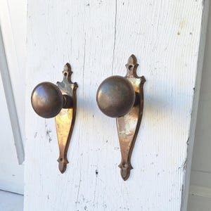 Art Deco Antique Backplates and Doorknobs, Antique Door Back plates, Art Deco Hardware, Brass Escutcheon, Architecture Salvage 022703