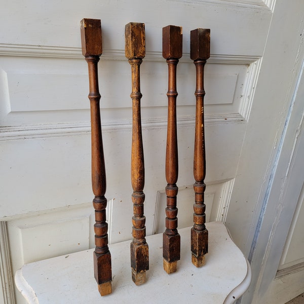 Set of Eleven Antique Spindles, 11 Old Wood Spindles, Stair Balusters, Turned Spindles, Staircase Posts, Architecture Salvage