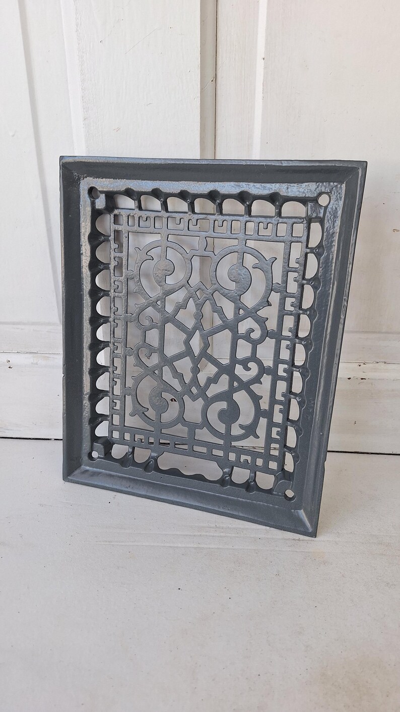 10 X 12 Fancy Raised Wall Vent Cover, Antique Cast Iron Ornate Register ...