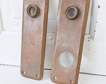Antique Entry Door Plates with Cylinder Lock Opening, No Keyhole