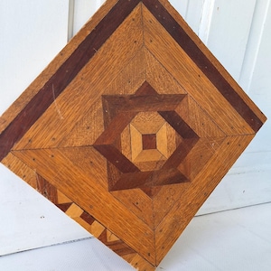 Inlaid Floor Section, Victorian Flooring, Wood Wall Art, Wood Mosaic, Reclaimed Floor, Antique Architecture Salvage 040708