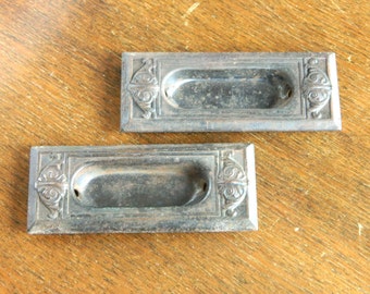 2 Victorian Window Sash Lifts, Vintage Window Handles, Recessed Handles