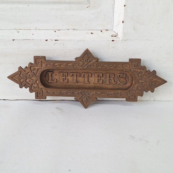 Ornate Bronze Letter Slot, Fancy Antique Door Mail Slot