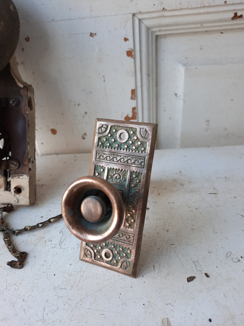 Antique Doorbell, Mechanical Doorbell, Vintage Door Bell, Pull Doorbell, Victorian Doorbell, Servants Bell, Pull Chain Bell, Brass Doorbell image 4