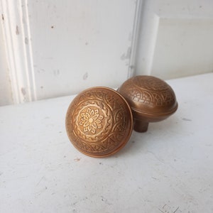 One Set of Windsor Pattern Eastlake Door Knobs, Antique Eastlake Design Door Hardware, Pair of Fancy Antique Doorknobs