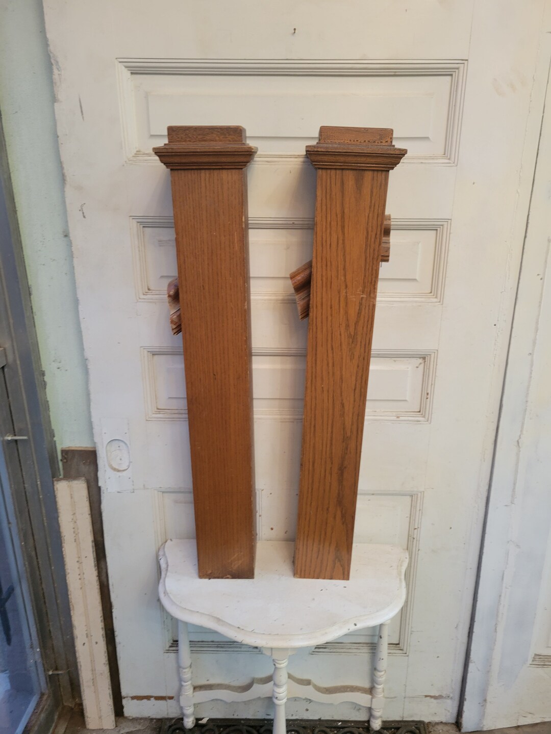 Pair Newels Post, Antique Newel Post, Oak Newel Posts, Matching Posts
