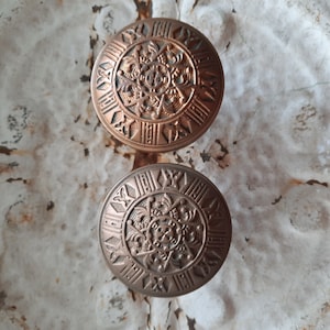Vernacular Style Antique Bronze Door Knobs, Drum Style Banded Doorknobs, Eastlake Design, Flower Design Knobs, Architecture Salvage