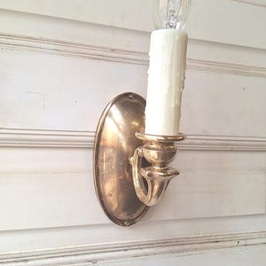 Vintage Brass Sconce with Candle Socket, Antique Wall Mount Light