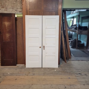 48&quot; Pair of Antique Doors, 48&quot; Wide Pair of Doors, Antique Double Door Set, Victorian Pine Doors, Four Panel Door, Architecture Salvage #2