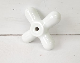 Vintage Porcelain Cross Handle: Sink Faucet Knob Replacement