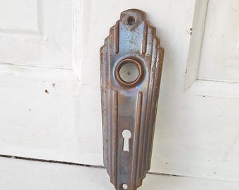 Single Art Deco Antique BackPlate, Antique Door Art Deco Hardware