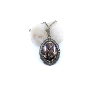 Red pendant-bronze pendant-hand-painted glass-woman gift.