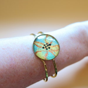 Multicolored bracelet-hand-painted glass-golden bracelet-gift for her. image 5