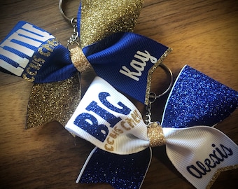 BIG and LITTLE KEYCHAINS, Cheer Bow Keychain in Many Colors, Cheer Gift, Cheer Keychain, Cheer Sisters, Ask me to design something for you