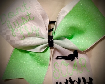 Glitter CHEER Bow Don't Just Fly SOAR in Many Colors~Cheerleading FLYER Cheer Gift Glitter Bow