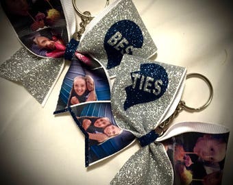 Best Friends KEYCHAIN Cheer BOW~Photo Bow MANY Colors, Cheer Gift Glitter Bow Cheer Bow Keychain Cheer Besties Photo Bow, Makes a great gift