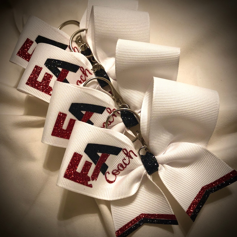 Customizable Cheer BOW KEYCHAINCoach GIFT, Cheer Gift Glitter Bow image 6
