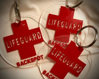 CHEER Keychain, Lifeguard, BACKSPOT, Cheer Gift Keychain ANY Color!