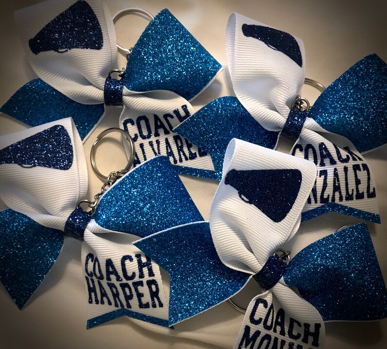 Customizable Cheer BOW KEYCHAINCoach GIFT, Cheer Gift Glitter Bow image 5