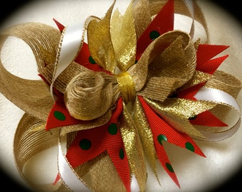 BURLAP Hair Bow~SHIMMER