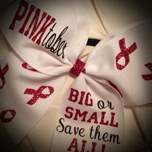Breast Cancer AWARENESS PINKtober Cheer Bow~GLITTER Special Squad Rates