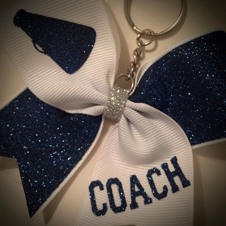 Customizable Cheer BOW KEYCHAINCoach GIFT, Cheer Gift Glitter Bow image 1