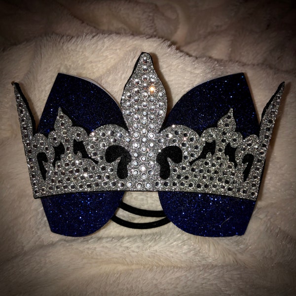 Tiara Bow, PRINCESS Crown Tailless Cheer Bow, RHINESTONES Bow, 3D Center Bow, Choose COLORS~Squad Discount Cheer Gift Competition Bow