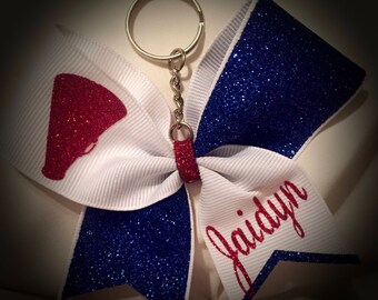 CHEER Bow Keychain ANY Text/Color Cheer GIFT Mini Bow Keychain