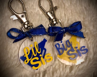 BIG and Little Sisters Keychains, Acrylic Keychain, Cheer Sisters, Choose your Colors, Cheer Gift, Cheer Keychain