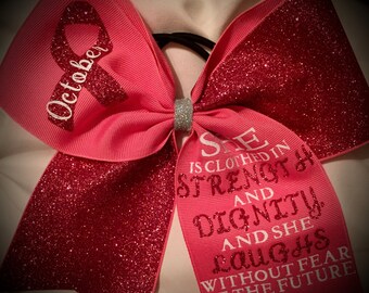 Awareness GLITTER Cheer Bow~PINKtober Breast CANCER Special Squad Rates