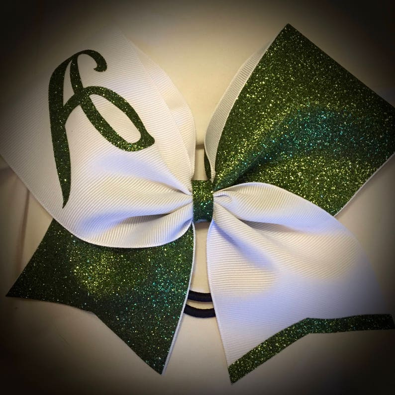 GLITTER Cheer Bow Your Text, Initial, Team Many Colors Hair Bow Personalized Bow image 8