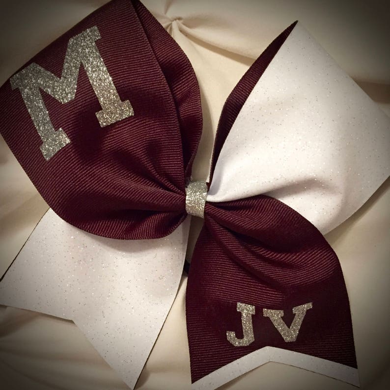 Cheer Bow, Glitter Bow with Text Squad Bows CHOOSE Color/Team/TextSPECIAL SQUAD Rates image 5