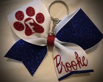 CHEER Bow Keychain ANYText/Color Cheer Gift Mini Bow Keychain Squad Discounts ASK me to design something specific for you today!!!