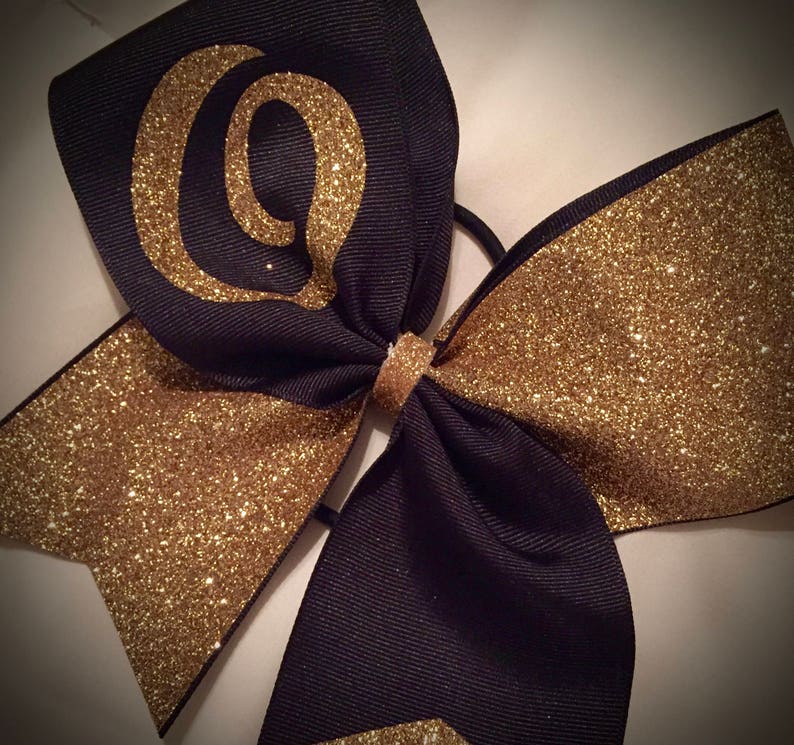 GLITTER Cheer Bow Your Text, Initial, Team Many Colors Hair Bow Personalized Bow image 6