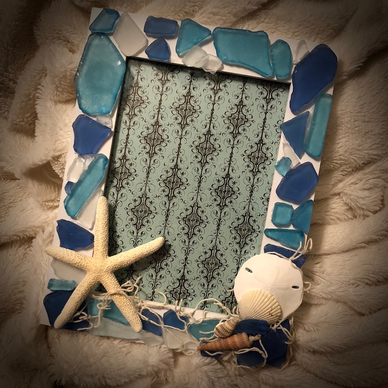 By the SEA Beachy Photo Frame 5x7 Sand Dollars, Starfish, Seashells ...