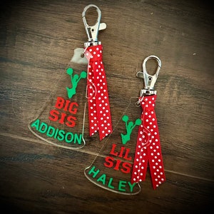 Megaphone Keychains, BIG and Little Sisters, Acrylic Keychain, Cheer ...