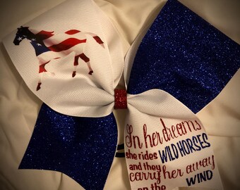 Wild Horses Cheer Bow Hair Bow Patriotic Great Cheer Gift Horse Party CUSTOM Bow Ask me to create a bow for you!