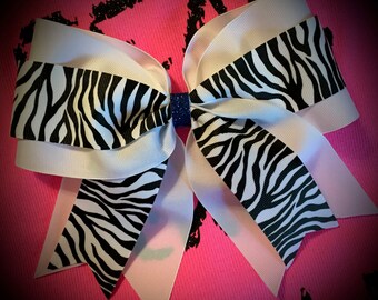 Zebra Hair bow/CHEER Bow