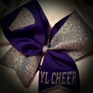 SQUAD or TEAM Cheer Bow GLITTER BowSquad discounts Cheer Bow with Text image 10