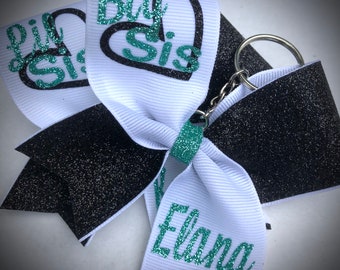 Big Sis Lil Sis Keychains Cheer BOW KEYCHAIN MANY Colors, Cheer Gift Cheer Sisters Keychain, Ask me to design something specific for you!