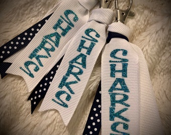 Ribbon Keychain, Personalized Keychain, 4 inch, Choose your Colors, Cheer Gift, Cheer Keychain, Squad Discounts