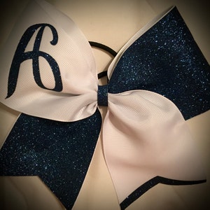 GLITTER Cheer Bow Your Text, Initial, Team Many Colors Hair Bow Personalized Bow image 2