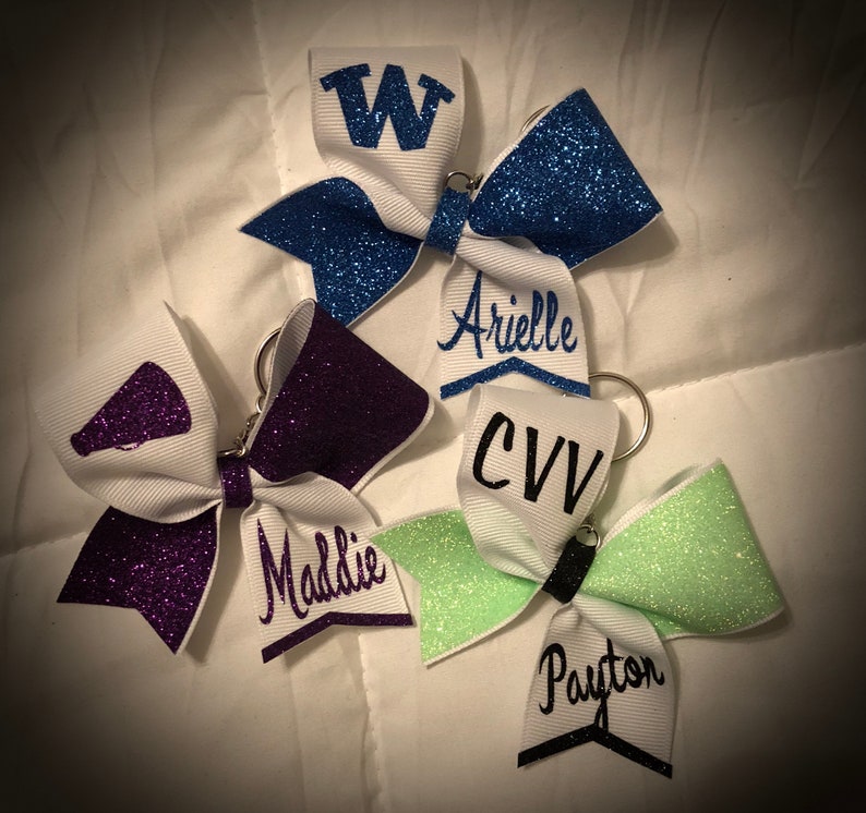 Customizable Cheer BOW KEYCHAINCoach GIFT, Cheer Gift Glitter Bow image 3