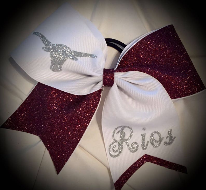 SQUAD or TEAM Cheer Bow GLITTER BowSquad discounts Cheer Bow with Text image 4