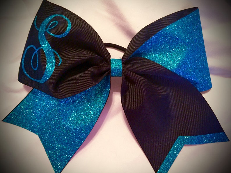 GLITTER Cheer Bow Your Text, Initial, Team Many Colors Hair Bow Personalized Bow image 10