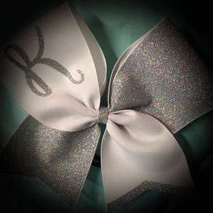 GLITTER Cheer Bow Your Text, Initial, Team Many Colors Hair Bow Personalized Bow image 1