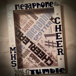 Cheer Frame, Personlized Photo Frame, ANY Sport/Text/Colors Pic FRAME-SHADOW Box Picture Frame 5x7, Cheer Gift image 4