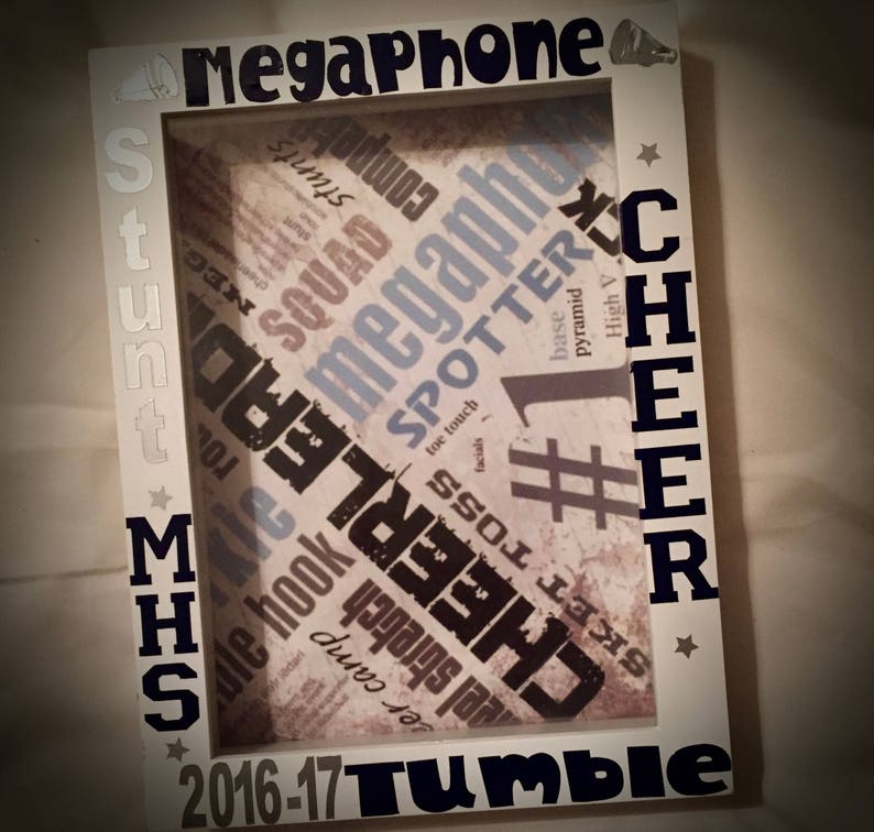 Cheer Frame, Personlized Photo Frame, ANY Sport/Text/Colors Pic FRAME-SHADOW Box Picture Frame 5x7, Cheer Gift image 4